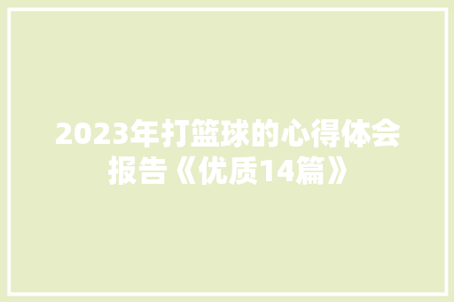 2023年打篮球的心得体会报告《优质14篇》 担保书