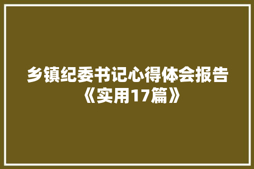 乡镇纪委书记心得体会报告《实用17篇》 教育论文