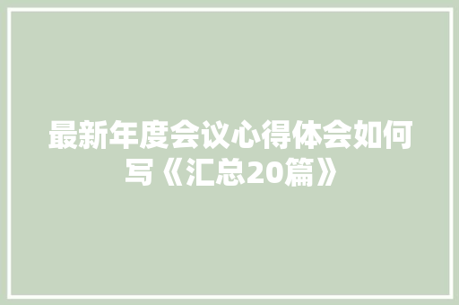 最新年度会议心得体会如何写《汇总20篇》 教育论文