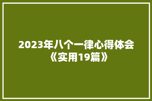 2023年八个一律心得体会《实用19篇》 个人简历