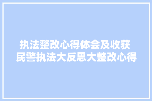 执法整改心得体会及收获 民警执法大反思大整改心得体会《四篇》 办公写作