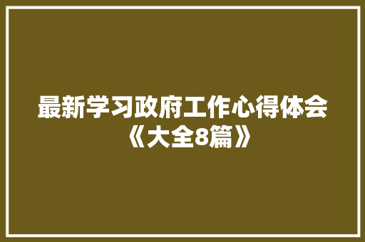 最新学习政府工作心得体会《大全8篇》 承诺书