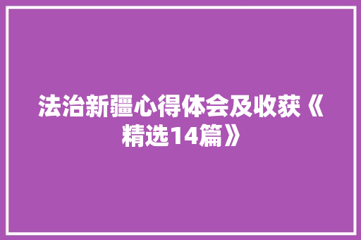 法治新疆心得体会及收获《精选14篇》 承诺书