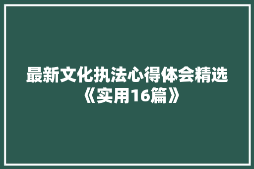 最新文化执法心得体会精选《实用16篇》 面试技巧