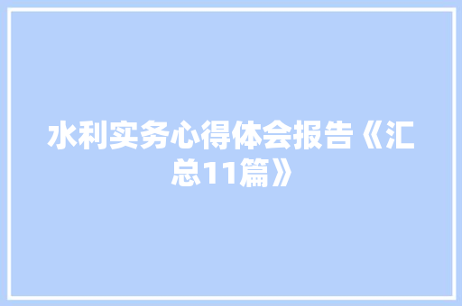 水利实务心得体会报告《汇总11篇》 社会论文