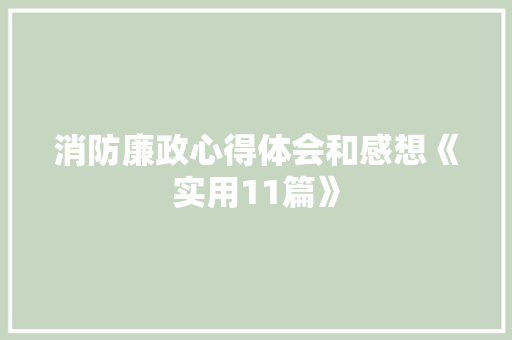 消防廉政心得体会和感想《实用11篇》 承诺书