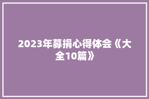 2023年募捐心得体会《大全10篇》 计算机论文