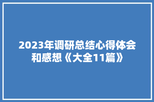 2023年调研总结心得体会和感想《大全11篇》 公证书