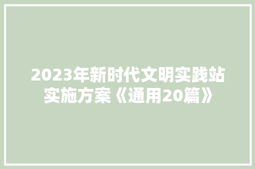 2023年新时代文明实践站实施方案《通用20篇》 办公写作