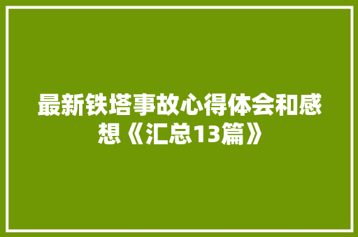 最新铁塔事故心得体会和感想《汇总13篇》 办公写作