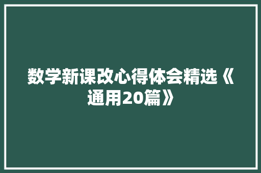 数学新课改心得体会精选《通用20篇》 英文简历