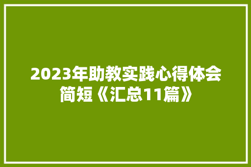 2023年助教实践心得体会简短《汇总11篇》 社会论文