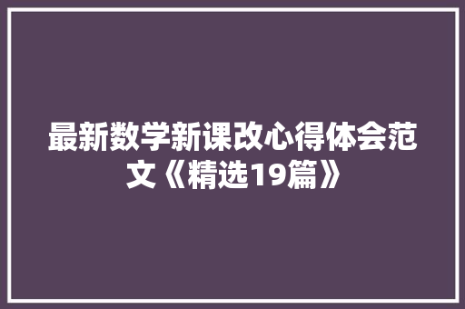 最新数学新课改心得体会范文《精选19篇》 承诺书