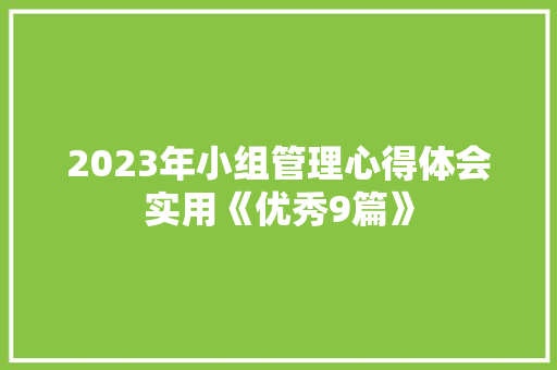 2023年小组管理心得体会实用《优秀9篇》 策划方案