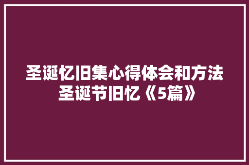 圣诞忆旧集心得体会和方法 圣诞节旧忆《5篇》 担保书