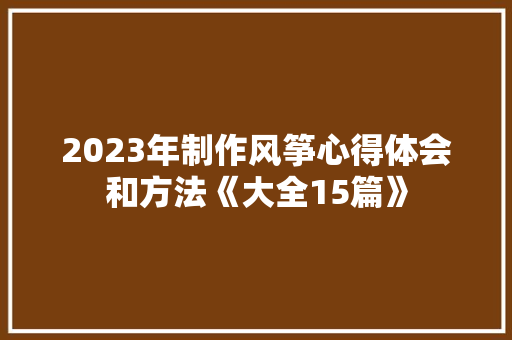 2023年制作风筝心得体会和方法《大全15篇》 公证书