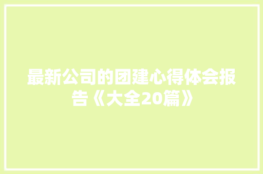 最新公司的团建心得体会报告《大全20篇》 个人写作