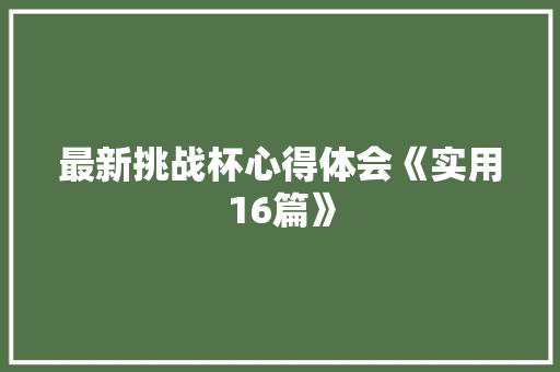 最新挑战杯心得体会《实用16篇》 办公写作