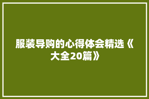 服装导购的心得体会精选《大全20篇》 保证书