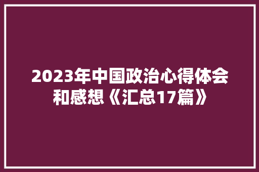 2023年中国政治心得体会和感想《汇总17篇》 简历资料