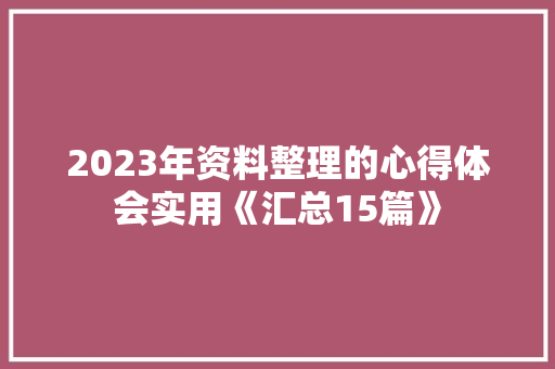 2023年资料整理的心得体会实用《汇总15篇》 计算机论文