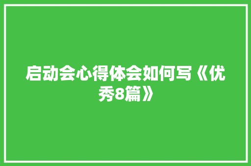 启动会心得体会如何写《优秀8篇》 保证书