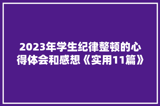 2023年学生纪律整顿的心得体会和感想《实用11篇》 计算机论文
