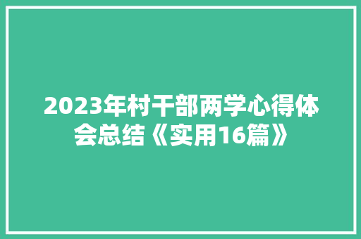 2023年村干部两学心得体会总结《实用16篇》 教育论文