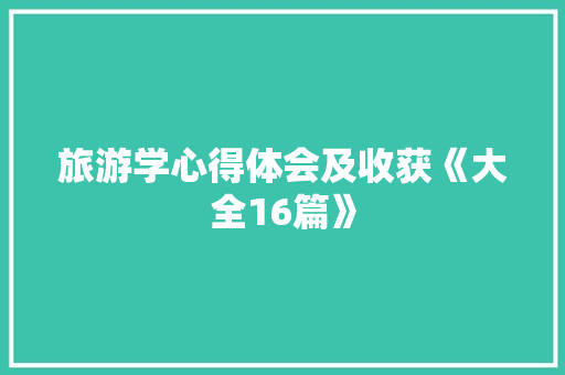 旅游学心得体会及收获《大全16篇》 计算机论文
