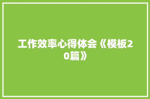 工作效率心得体会《模板20篇》 社会论文