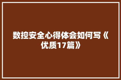 数控安全心得体会如何写《优质17篇》 英文简历