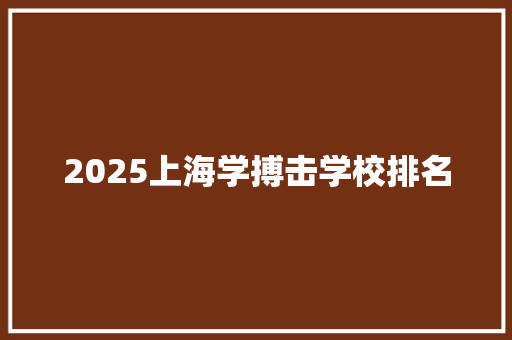 2025上海学搏击学校排名 计算机论文