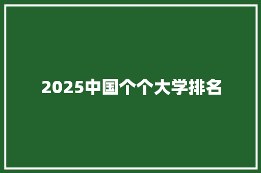 2025中国个个大学排名 毕业设计