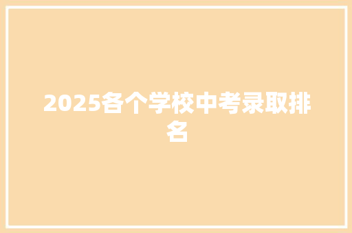 2025各个学校中考录取排名 个人简历