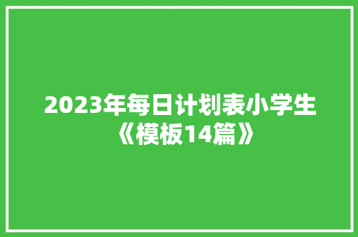 2023年每日计划表小学生《模板14篇》 简历资料
