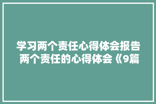 学习两个责任心得体会报告 两个责任的心得体会《9篇》 办公写作