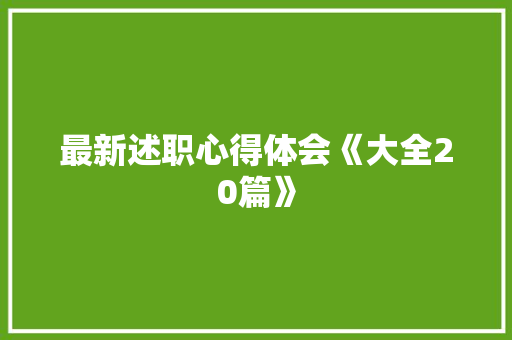 最新述职心得体会《大全20篇》 个人简历