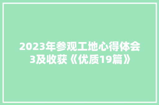 2023年参观工地心得体会3及收获《优质19篇》 管理论文