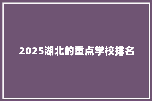 2025湖北的重点学校排名 个人写作
