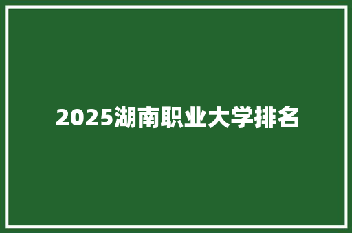 2025湖南职业大学排名 面试技巧