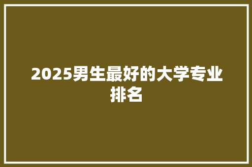 2025男生最好的大学专业排名 个人写作