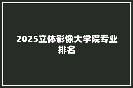 2025立体影像大学院专业排名 简历资料