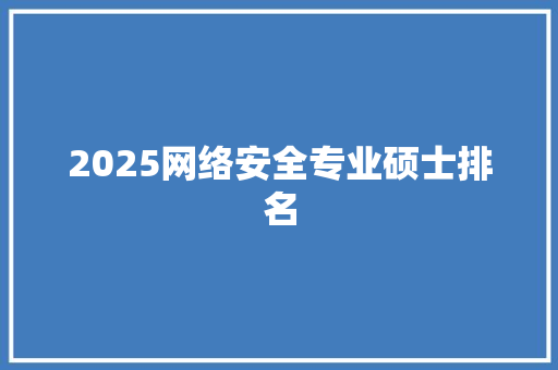 2025网络安全专业硕士排名 个人写作