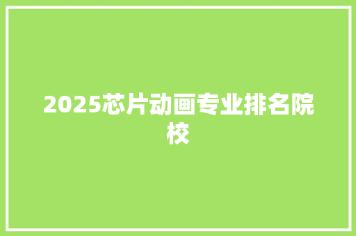 2025芯片动画专业排名院校 计算机论文