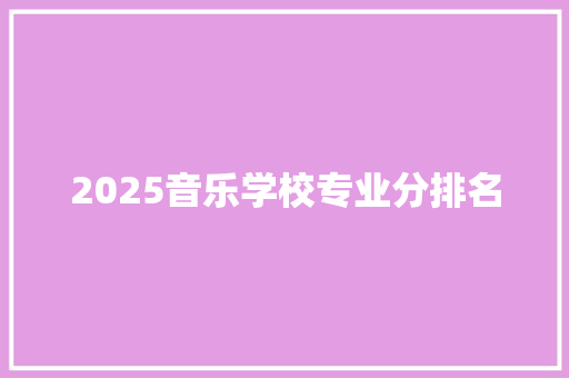 2025音乐学校专业分排名 计算机论文