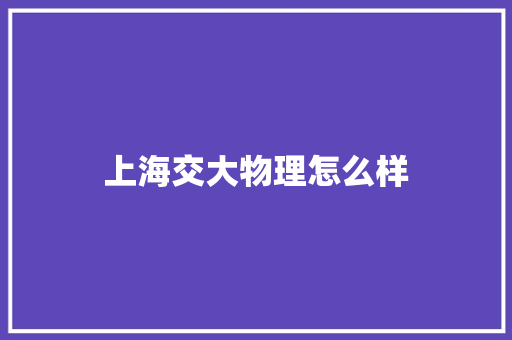 上海交大物理怎么样 毕业设计