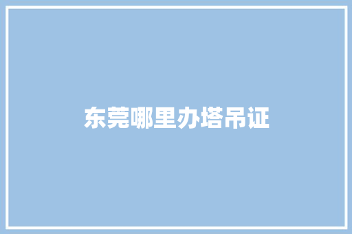 东莞哪里办塔吊证 个人写作