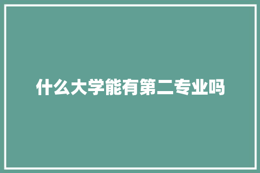 什么大学能有第二专业吗 论文
