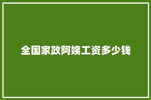 全国家政阿姨工资多少钱 计算机论文