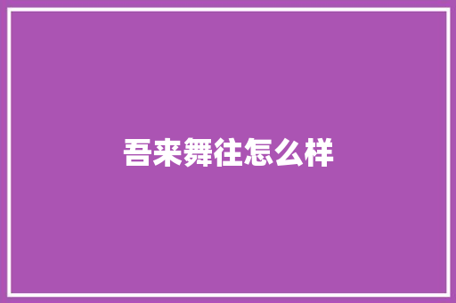 吾来舞往怎么样 论文